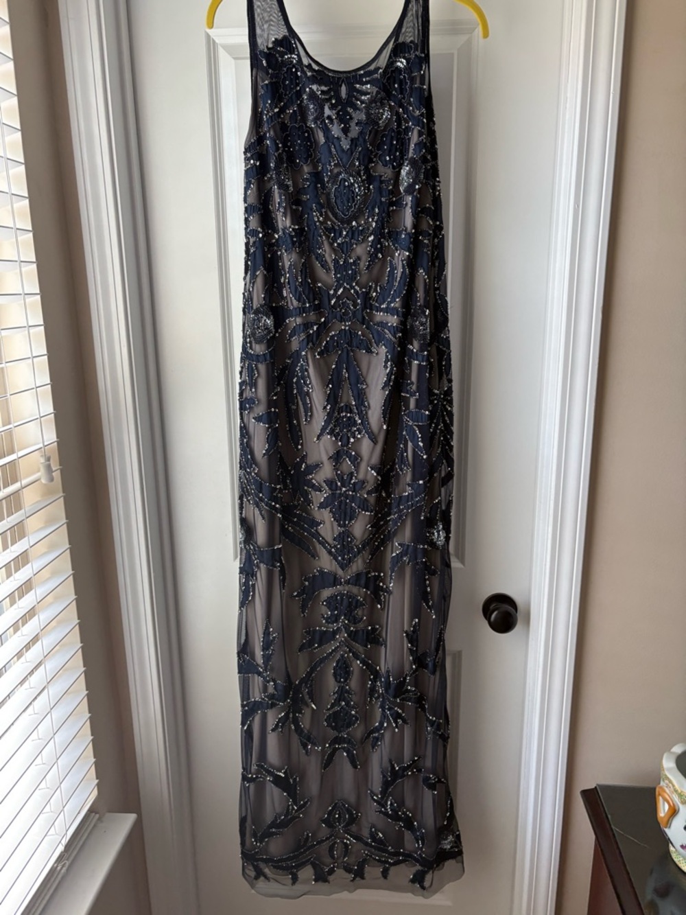 Adrianna Papell Navy Beaded Gown